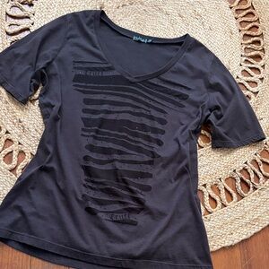 Cruel Girl Black Short Sleeve V-Neck Top